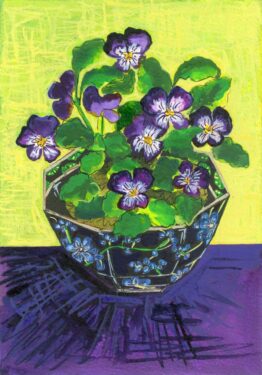 Violas in Cetemware Bowl Print 34 by Victoria England, Artist