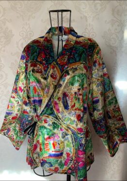 19th Century Chinese Plates Kimono Wrap Jacket 45 Front