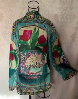 Chinoiserie Tulip Kimono Wrap Jacket 41 Back