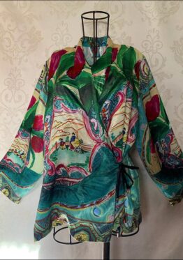 Chinoiserie Tulip Kimono Wrap Jacket 41 Front