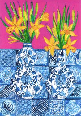 Daffodils Delftware Vases Original Artwork 57