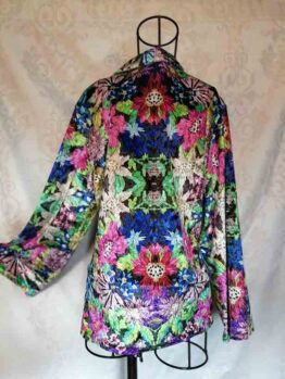 Embroidered Print Kimono Wrap Jacket Back 56