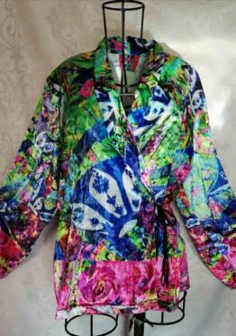 Teacup Collage Kimono Wrap Jacket 54